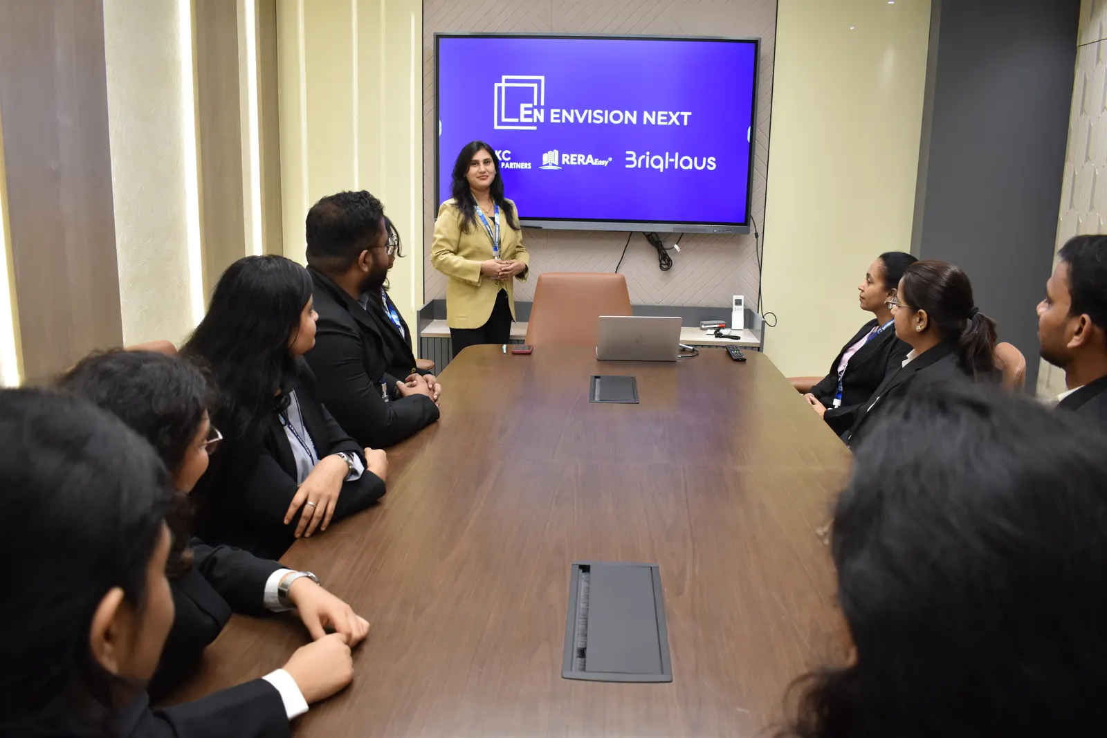 A team briefing in the boardroom